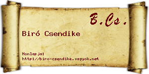 Biró Csendike névjegykártya